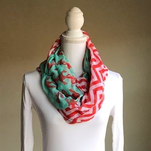 FRANCESCA’S Coral Anchor Chevron Infinity Scarf